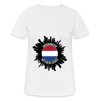 Groningen Skyline Pays-Bas Flag Souvenir de voyage - T-shirt respirant Femme - blanc - Devant - AI Model Female 172 dark (172cm)