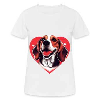 happy Beagle Dog mit Herz - Frauen T-Shirt atmungsaktiv - Weiß - Vorne - AI Model Female 172 dark (172cm)