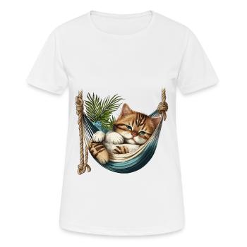 Cat in a Hammock - Women's Breathable T-Shirt - white - Front - AI Model Female 172 dark (172cm)