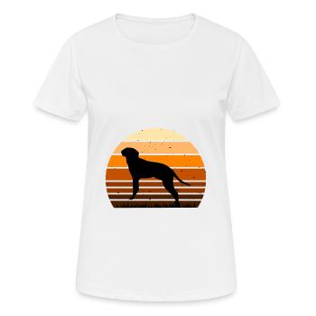 Braque Saint Germain Dog Silhouette Retro Coucher de soleil - T-shirt respirant Femme - blanc - Devant - AI Model Female 172 dark (172cm)