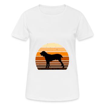Chien de berger d’Asie centrale Silhouette Rétro Coucher de soleil - T-shirt respirant Femme - blanc - Devant - AI Model Female 172 dark (172cm)
