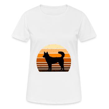 Kai Ken Dog Lover Silhouette Vintage Sunset - T-shirt respirant Femme - blanc - Devant - AI Model Female 172 dark (172cm)