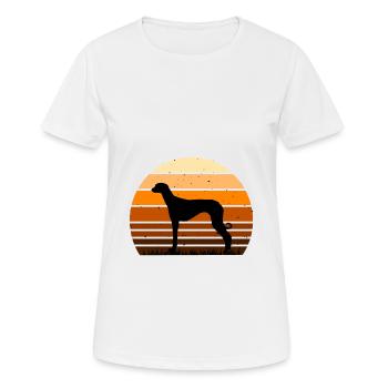 Alte kroatische Windhund Hund Silhouette Retro Sonne - Frauen T-Shirt atmungsaktiv - Weiß - Vorne - AI Model Female 172 dark (172cm)
