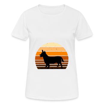 Lancashire Heeler Hund Liebe Silhouette Retro Sonnenuntergang - Frauen T-Shirt atmungsaktiv - Weiß - Vorne - AI Model Female 172 dark (172cm)