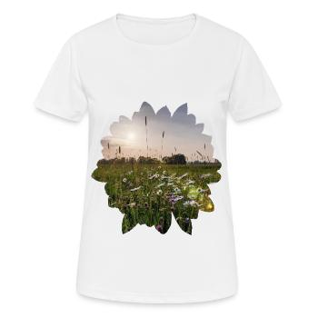 Flowery landscape - Women's Breathable T-Shirt - white - Front - AI Model Female 172 dark (172cm)