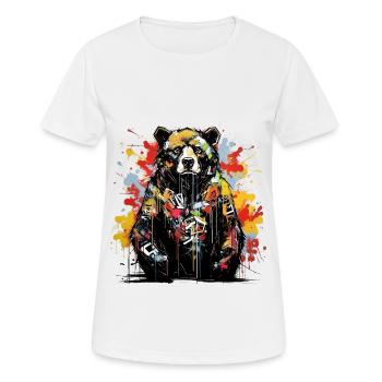 Brüllender Bär. Stärke im Graffiti-Stil. - Frauen T-Shirt atmungsaktiv - Weiß - Vorne - AI Model Female 172 dark (172cm)