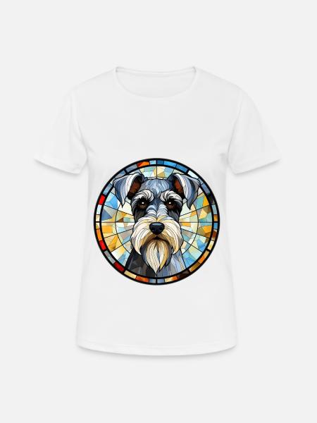 Zwergschnauzer Hunderasse Aquarellglas - Andningsaktiv T-shirt dam - vit