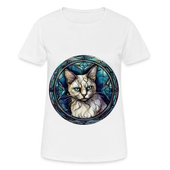 Australian Mist Cat Breed Watercolor Glass - Women's Breathable T-Shirt - white - Front - AI Model Female 172 dark (172cm)