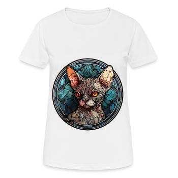 Devon Rex Katzenrasse Aquarellglas - Frauen T-Shirt atmungsaktiv - Weiß - Vorne - AI Model Female 172 dark (172cm)