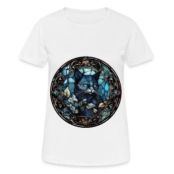 hantilly Tiffany Cat Breed Watercolor Glass - Women's Breathable T-Shirt - white - Front - AI Model Female 172 dark (172cm)