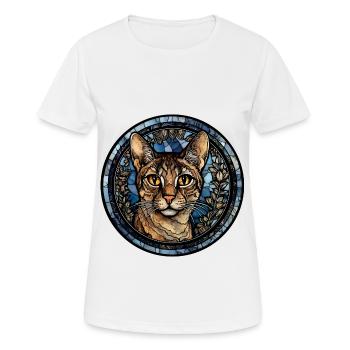 Savannah Katzenrasse Aquarellglas - Frauen T-Shirt atmungsaktiv - Weiß - Vorne - AI Model Female 172 dark (172cm)