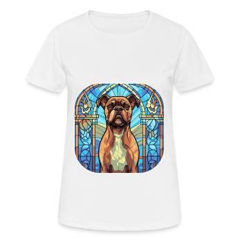 Boxer Dog Race Coloré Aquarelle Peinture sur verre - T-shirt respirant Femme - blanc - Devant - AI Model Female 172 dark (172cm)