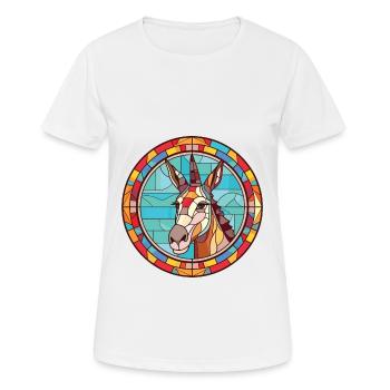 Esel Buntes Aquarell Tier Haustier Illustration - Frauen T-Shirt atmungsaktiv - Weiß - Vorne - AI Model Female 172 dark (172cm)