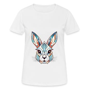 Weißes Kaninchen Bunte Aquarell-Tierkarikatur - Frauen T-Shirt atmungsaktiv - Weiß - Vorne - AI Model Female 172 dark (172cm)