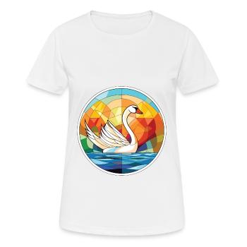 Cygne Aquarelle colorée Animal Animal Illustration - T-shirt respirant Femme - blanc - Devant - AI Model Female 172 dark (172cm)
