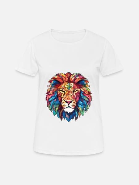 Lion Aquarelle colorée Animal Animal Illustration - T-shirt respirant Femme - blanc