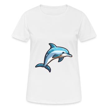 Gemeiner Delfin Cartoon Kawaii Illustration - Frauen T-Shirt atmungsaktiv - Weiß - Vorne - AI Model Female 172 dark (172cm)