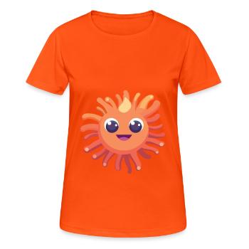 Anémone de mer Cartoon Kawaii Aquarelle Illustration - T-shirt respirant Femme - orange néon - Devant - AI Model Female 172 dark (172cm)