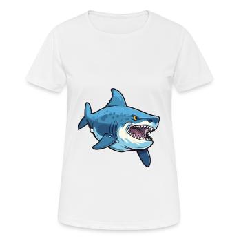 Tigerhai-Karikatur-Kawaii-Aquarellillustration - Frauen T-Shirt atmungsaktiv - Weiß - Vorne - AI Model Female 172 dark (172cm)