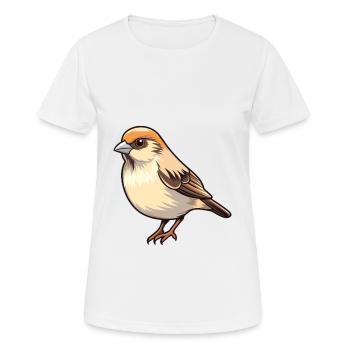 Sparrow Cartoon Kawaii Watercolor Illustration - Women's Breathable T-Shirt - white - Front - AI Model Female 172 dark (172cm)