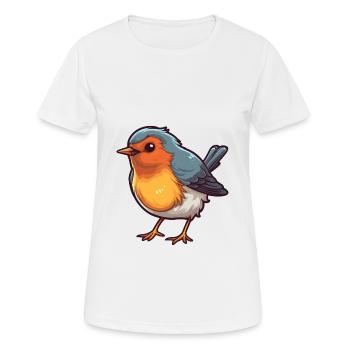Robin Cartoon Kawaii Illustration à l’aquarelle - T-shirt respirant Femme - blanc - Devant - AI Model Female 172 dark (172cm)