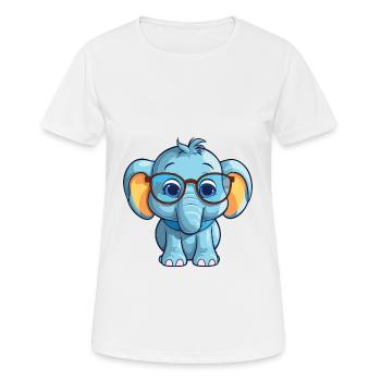Elefant mit Brille Cartoon Kawaii Illustration - Frauen T-Shirt atmungsaktiv - Weiß - Vorne - AI Model Female 172 dark (172cm)