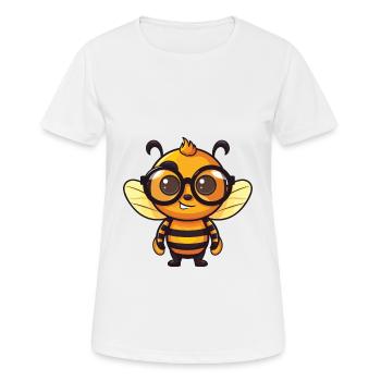 Biene trägt Brille Karikatur Kawaii Illustration - Frauen T-Shirt atmungsaktiv - Weiß - Vorne - AI Model Female 172 dark (172cm)