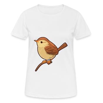 Zaunkönig-Vogel-Karikatur-Kawaii-Aquarell-Illustration - Frauen T-Shirt atmungsaktiv - Weiß - Vorne - AI Model Female 172 dark (172cm)