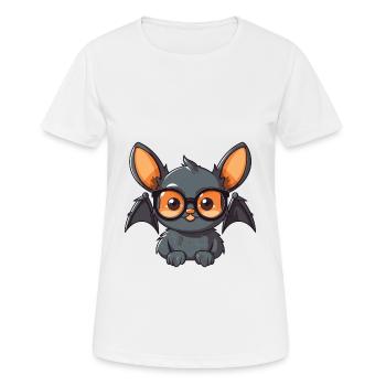 Fledermaus trägt Brille Cartoon Kawaii Illustration - Frauen T-Shirt atmungsaktiv - Weiß - Vorne - AI Model Female 172 dark (172cm)