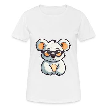 Koala portant des lunettes Cartoon Kawaii Illustration - T-shirt respirant Femme - blanc - Devant - AI Model Female 172 dark (172cm)