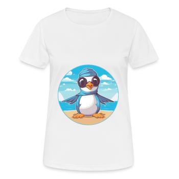Jay Karikatur Yoga Strand Sommer Illustration - Frauen T-Shirt atmungsaktiv - Weiß - Vorne - AI Model Female 172 dark (172cm)