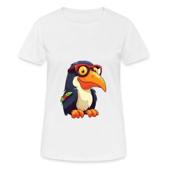 Toucan portant des lunettes Cartoon Kawaii Illustration - T-shirt respirant Femme - blanc - Devant - AI Model Female 172 dark (172cm)