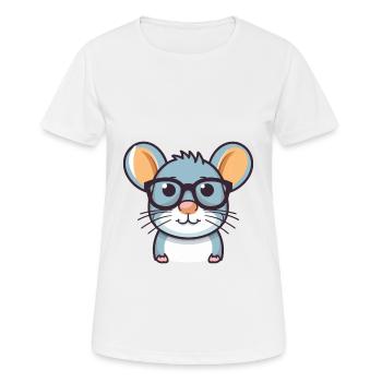 Ratte trägt Brille Karikatur Kawaii Illustration - Frauen T-Shirt atmungsaktiv - Weiß - Vorne - AI Model Female 172 dark (172cm)