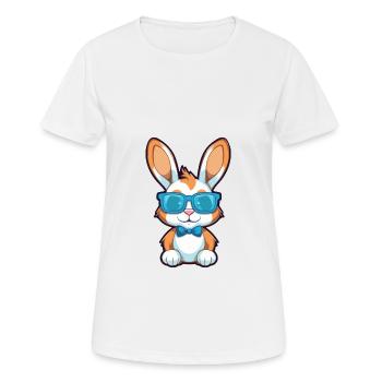 Kaninchen mit Brille Karikatur Kawaii Illustration - Frauen T-Shirt atmungsaktiv - Weiß - Vorne - AI Model Female 172 dark (172cm)