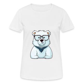 Polar Bear With Glasses Cartoon Kawaii Illustratio - Women's Breathable T-Shirt - white - Front - AI Model Female 172 dark (172cm)