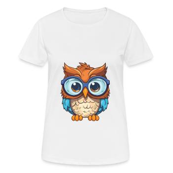 Eule trägt Brille Karikatur Kawaii Illustration - Frauen T-Shirt atmungsaktiv - Weiß - Vorne - AI Model Female 172 dark (172cm)
