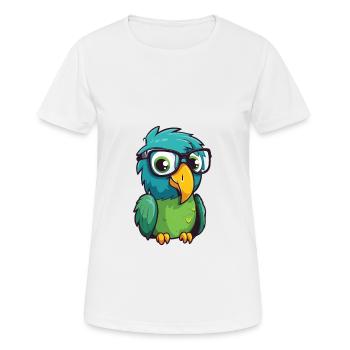 Papagei mit Brille Cartoon Kawaii Illustration - Frauen T-Shirt atmungsaktiv - Weiß - Vorne - AI Model Female 172 dark (172cm)