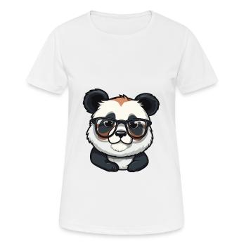 Panda Wearing Glasses Cartoon Kawaii Illustration - Women's Breathable T-Shirt - white - Front - AI Model Female 172 dark (172cm)