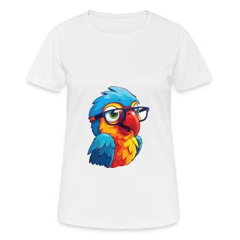 Papagei mit Brille Cartoon Kawaii Illustration - Frauen T-Shirt atmungsaktiv - Weiß - Vorne - AI Model Female 172 dark (172cm)
