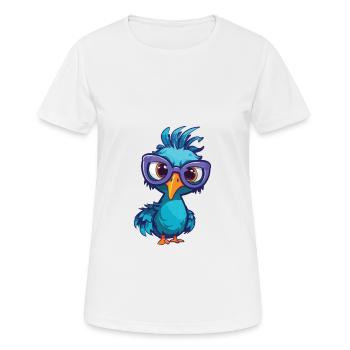 Peacock With Glasses Cartoon Kawaii Illustration - Women's Breathable T-Shirt - white - Front - AI Model Female 172 dark (172cm)