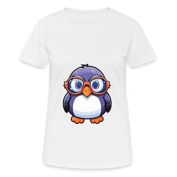 Penguin With Glasses Cartoon Kawaii Illustration - Women's Breathable T-Shirt - white - Front - AI Model Female 172 dark (172cm)