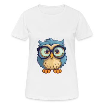 Eule trägt Brille Karikatur Kawaii Illustration - Frauen T-Shirt atmungsaktiv - Weiß - Vorne - AI Model Female 172 dark (172cm)