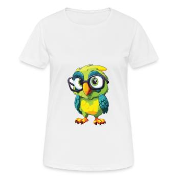 Papagei mit Brille Cartoon Kawaii Illustration - Frauen T-Shirt atmungsaktiv - Weiß - Vorne - AI Model Female 172 dark (172cm)