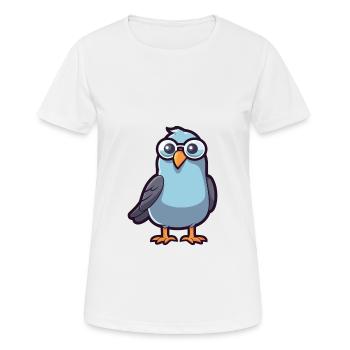 Taube mit Brille Karikatur Kawaii Illustration - Frauen T-Shirt atmungsaktiv - Weiß - Vorne - AI Model Female 172 dark (172cm)