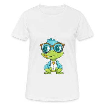 Eidechse mit Brille Cartoon Kawaii Illustration - Frauen T-Shirt atmungsaktiv - Weiß - Vorne - AI Model Female 172 dark (172cm)