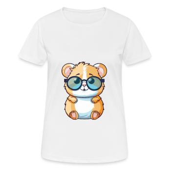 Hamster mit Brille Cartoon Kawaii Illustration - Frauen T-Shirt atmungsaktiv - Weiß - Vorne - AI Model Female 172 dark (172cm)