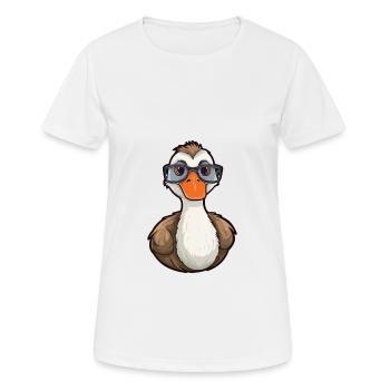 Goose Wearing Glasses Cartoon Kawaii Illustration - Women's Breathable T-Shirt - white - Front - AI Model Female 172 dark (172cm)