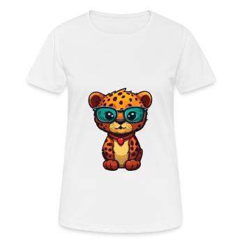 Jaguar trägt Brille Cartoon Kawaii Illustration - Frauen T-Shirt atmungsaktiv - Weiß - Vorne - AI Model Female 172 dark (172cm)