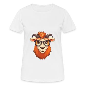 Ziege trägt Brille Karikatur Kawaii Illustration - Frauen T-Shirt atmungsaktiv - Weiß - Vorne - AI Model Female 172 dark (172cm)