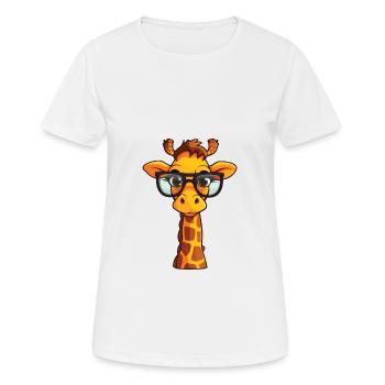 Giraffe With Glasses Cartoon Kawaii Illustration - Women's Breathable T-Shirt - white - Front - AI Model Female 172 dark (172cm)